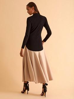 FLORERE Acacia Colour Block Dress, Black/Beige - view 2, Black/Beige