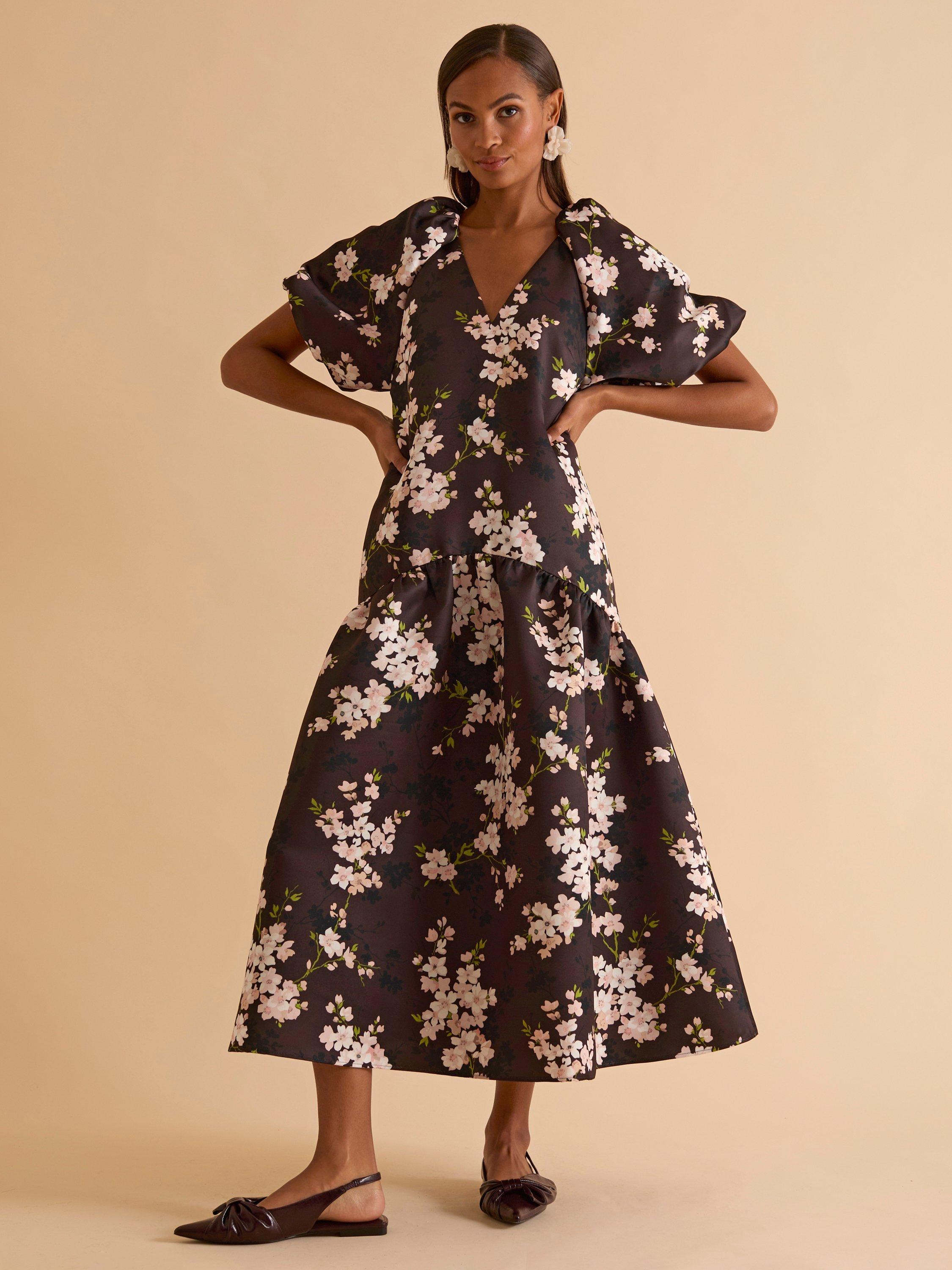 Product image 1 of 7, which shows FLORERE Blossom Puff Sleeve Dress, Multi, 8