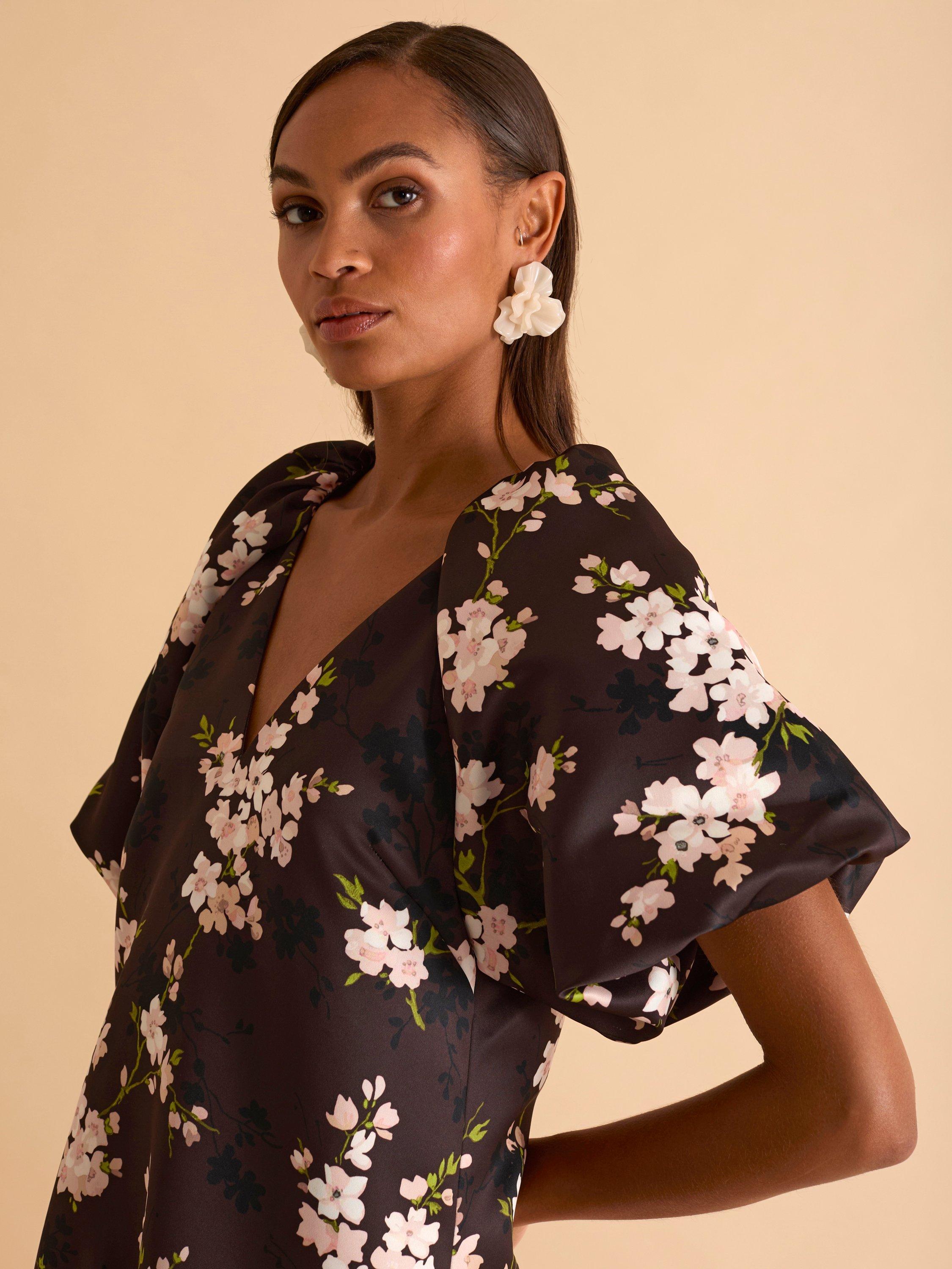 Product image 2 of 7, which shows FLORERE Blossom Puff Sleeve Dress, Multi, 8