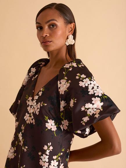 FLORERE Blossom Puff Sleeve Dress, Multi - view 2, Multi