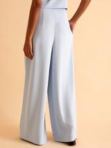 FLORERE High Waist Tailored Wide Leg Trousers, Light Blue