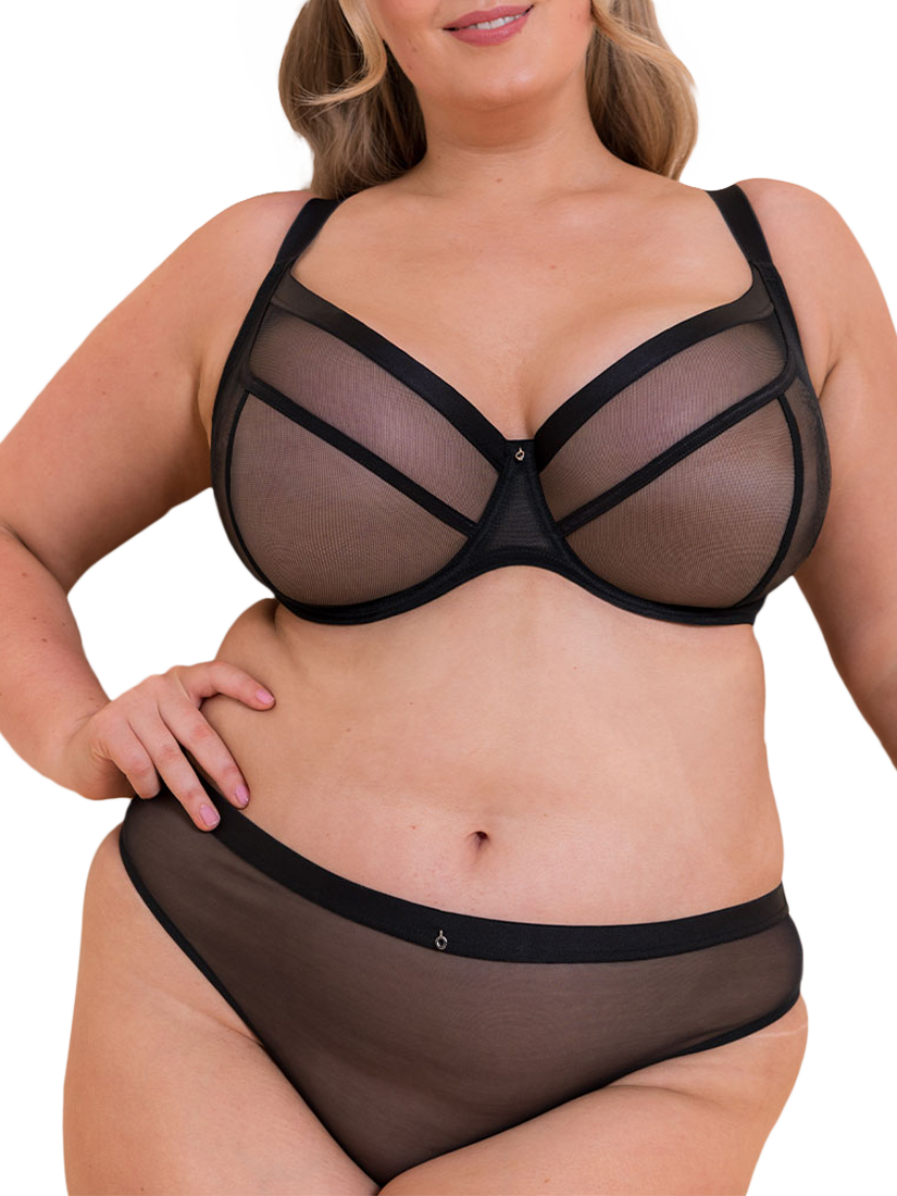 Product image 4 of 8, which shows Curvy Kate Lightstyle Underwired Plunge Bra, Black, 30E