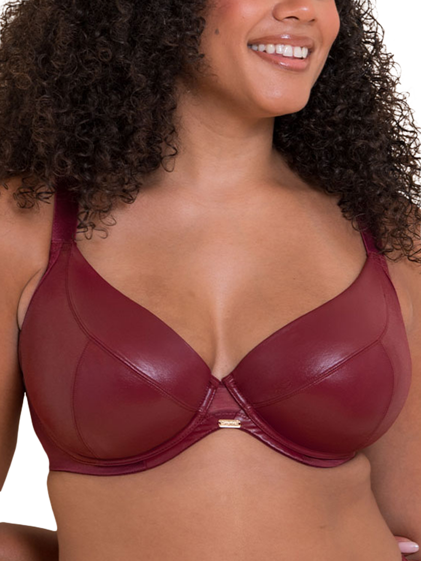 Product image 1 of 8, which shows Curvy Kate Lush Underwired Plunge Bra, Oxblood, 32G