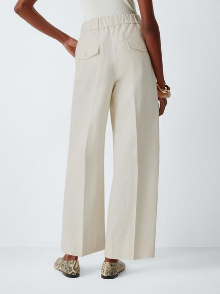 John Lewis Linen Blend Barrel Leg Trousers, White - view 2, White