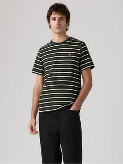 Levi's Original Housemark Crew Neck Stripe Cotton T-Shirt, Jet Black - view 2, Jet Black