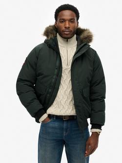 Superdry Everest Faux Fur Bomber Jacket, Cedar Dark Green