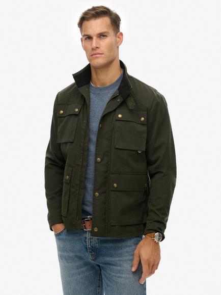 Superdry Merchant Waxed Racer Jacket, Surplus Goods Green