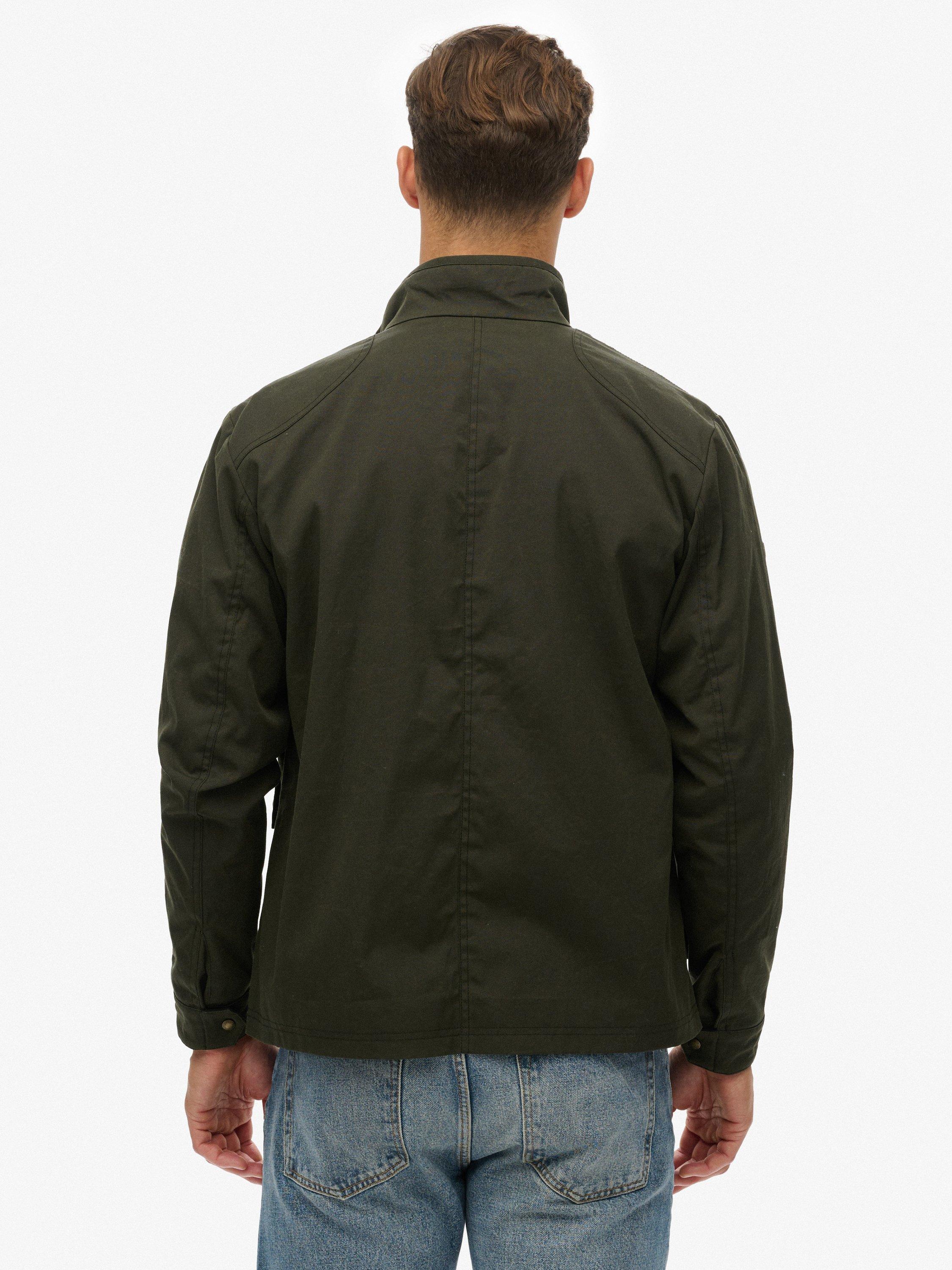 Product image 2 of 6, which shows Superdry Merchant Waxed Racer Jacket, Surplus Goods Green, S