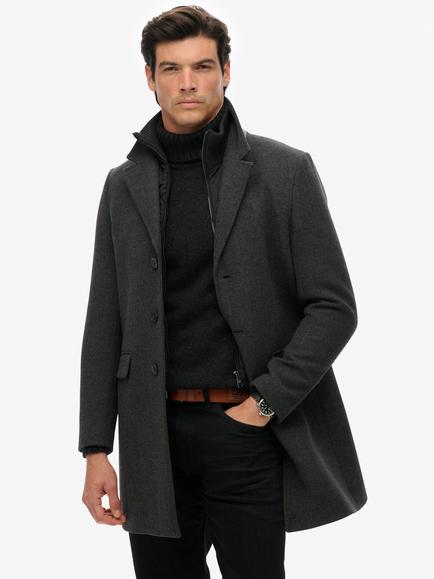 Superdry Tailored 2 In 1 Town Coat, Dark Grey, Dark Grey