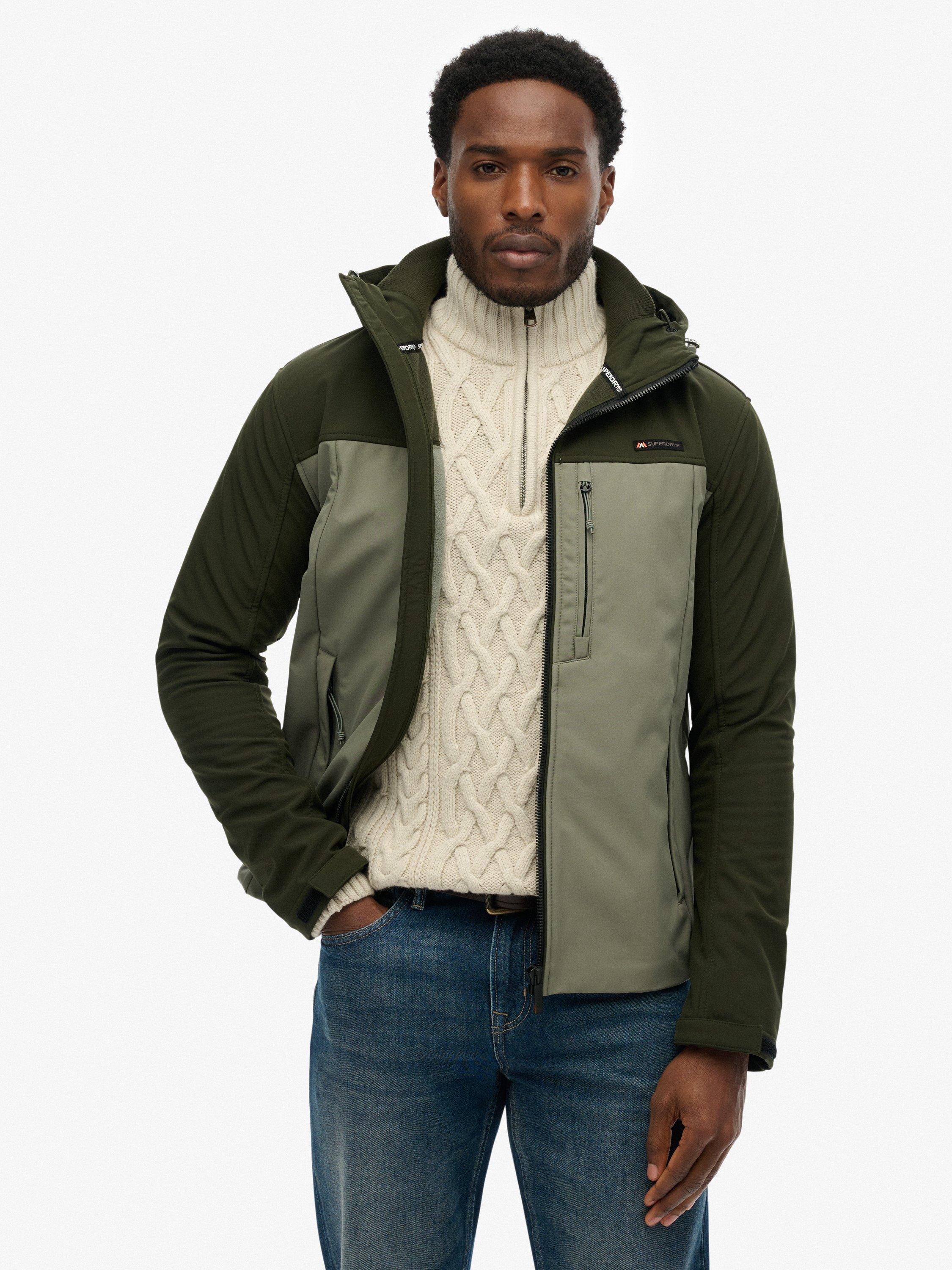 Product image 1 of 1, which shows Superdry Colour Block Hooded Water Resistant Jacket, Surplus Goods Green, S