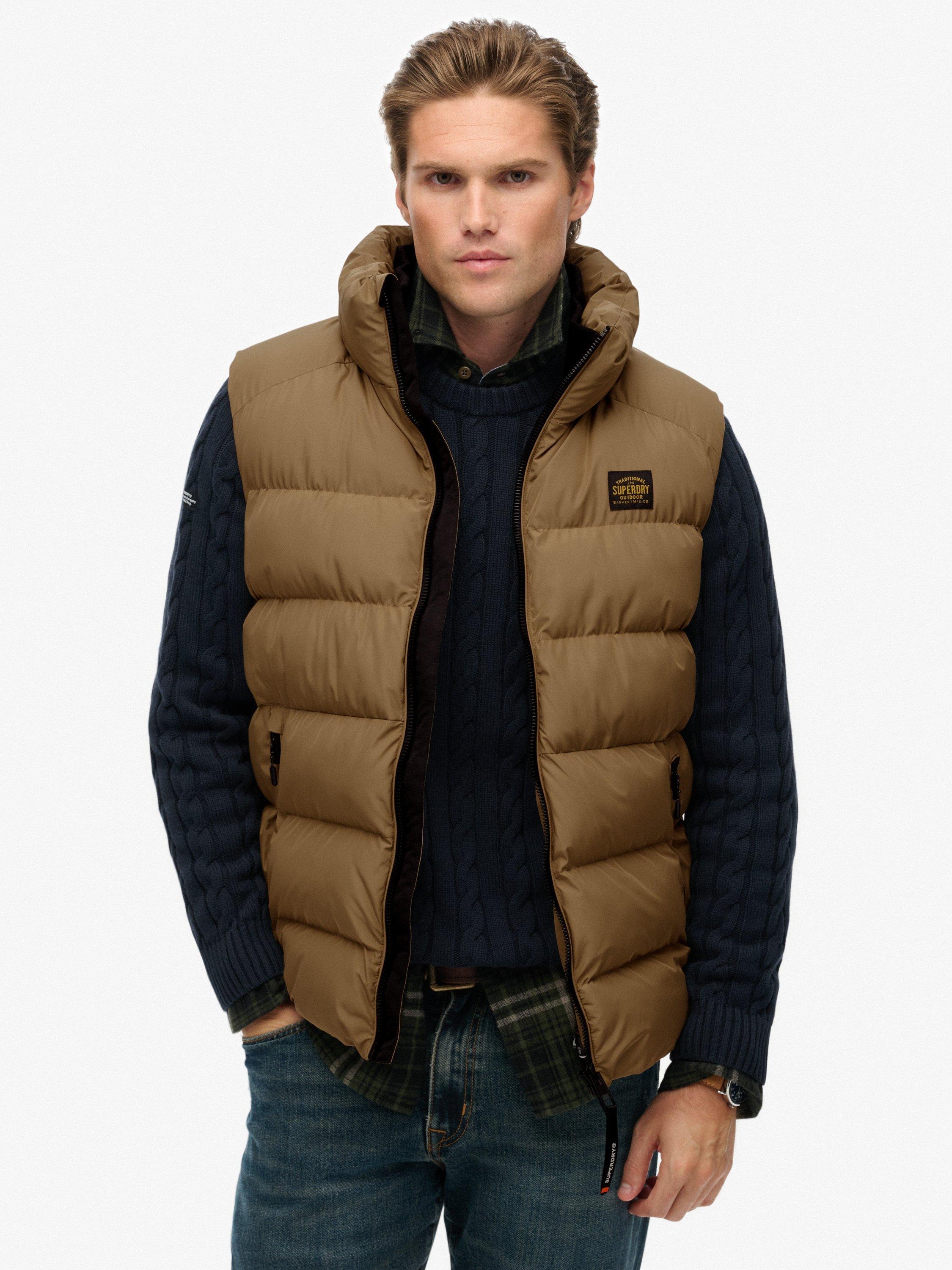 Product image 1 of 1, which shows Superdry Padded Pop Zip Gilet, Rock Stone, S
