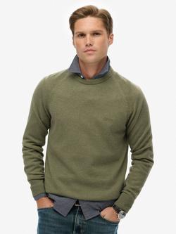 Superdry Wool Blend Crew Neck Jumper, Light Sage, Light Sage