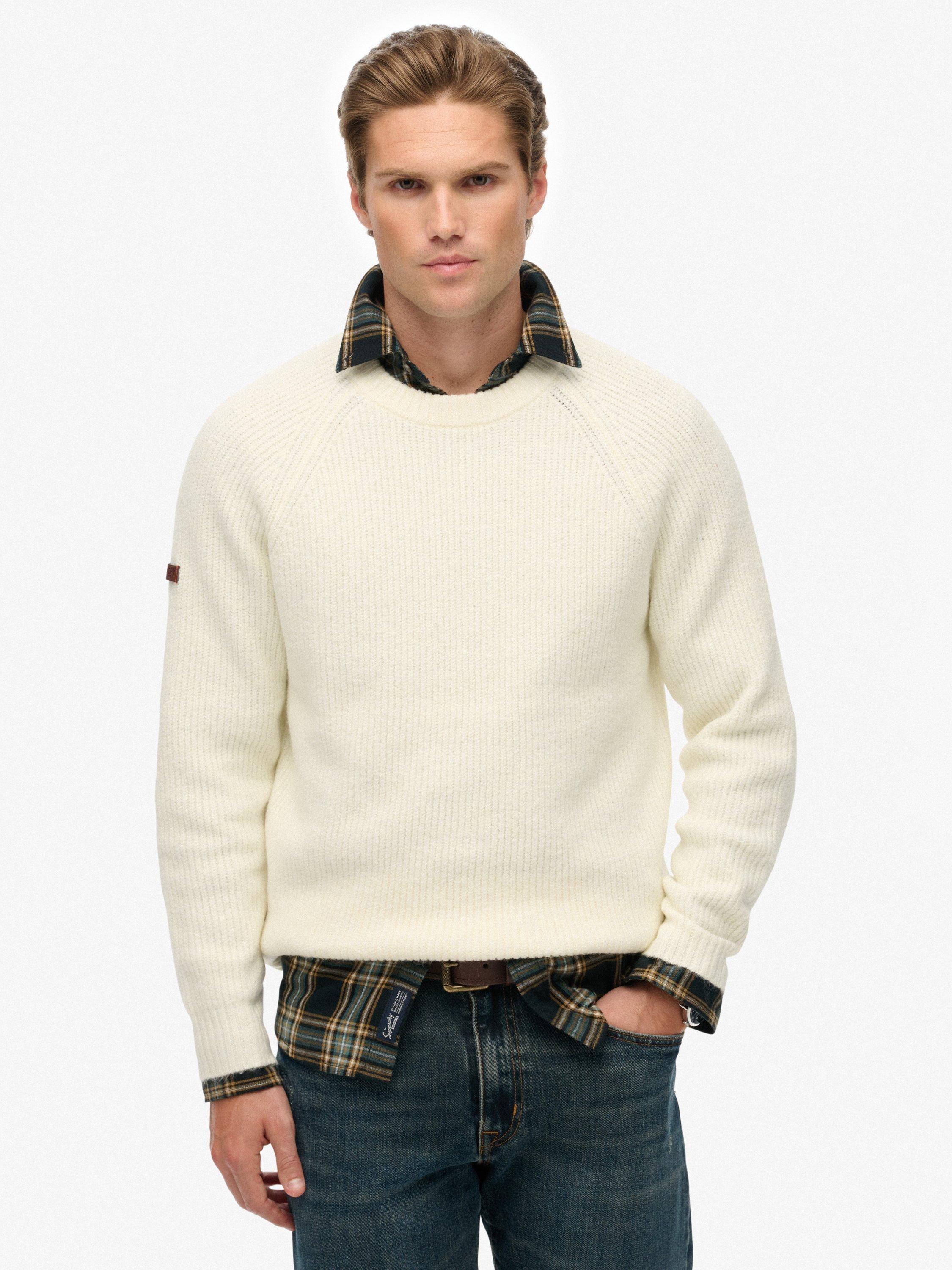 Product image 1 of 1, which shows Superdry Chunky Raglan Jumper, Winter Cream, L