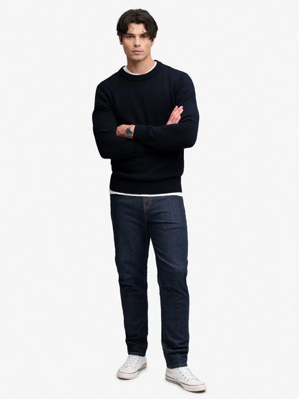 Superdry Cotton Chunky Ribbed Crew Neck Jumper, Navy - view 2, Navy