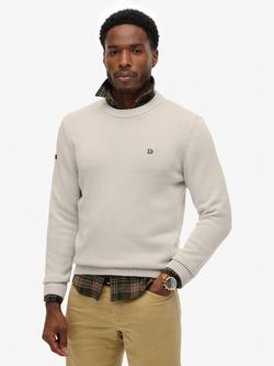 Superdry Preppy Cotton Crew Neck Jumper, Sailcloth White, Sailcloth White