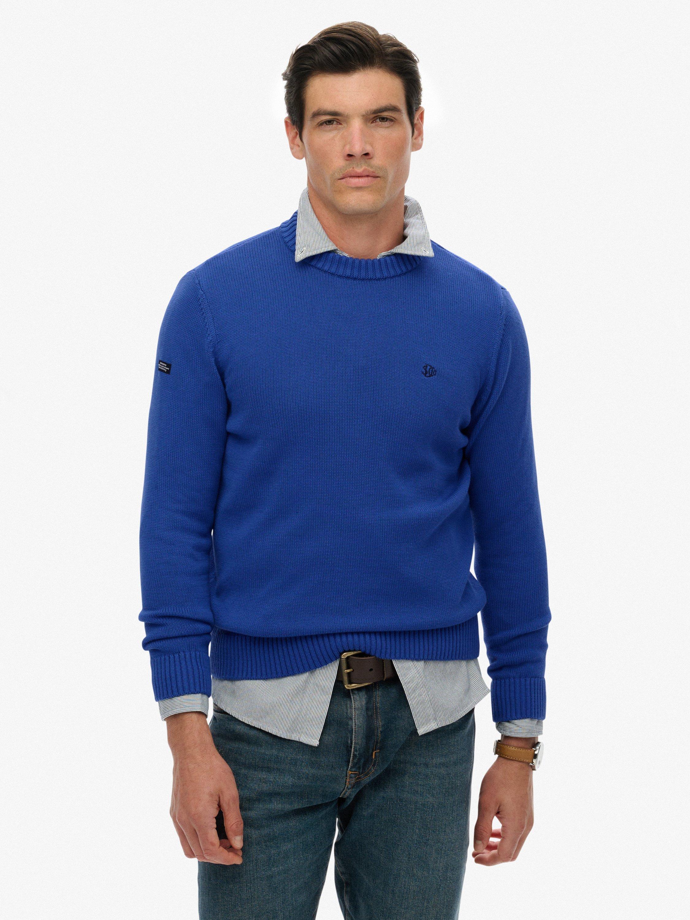 Product image 1 of 1, which shows Superdry Preppy Cotton Jumper, Cobalt Blue, S