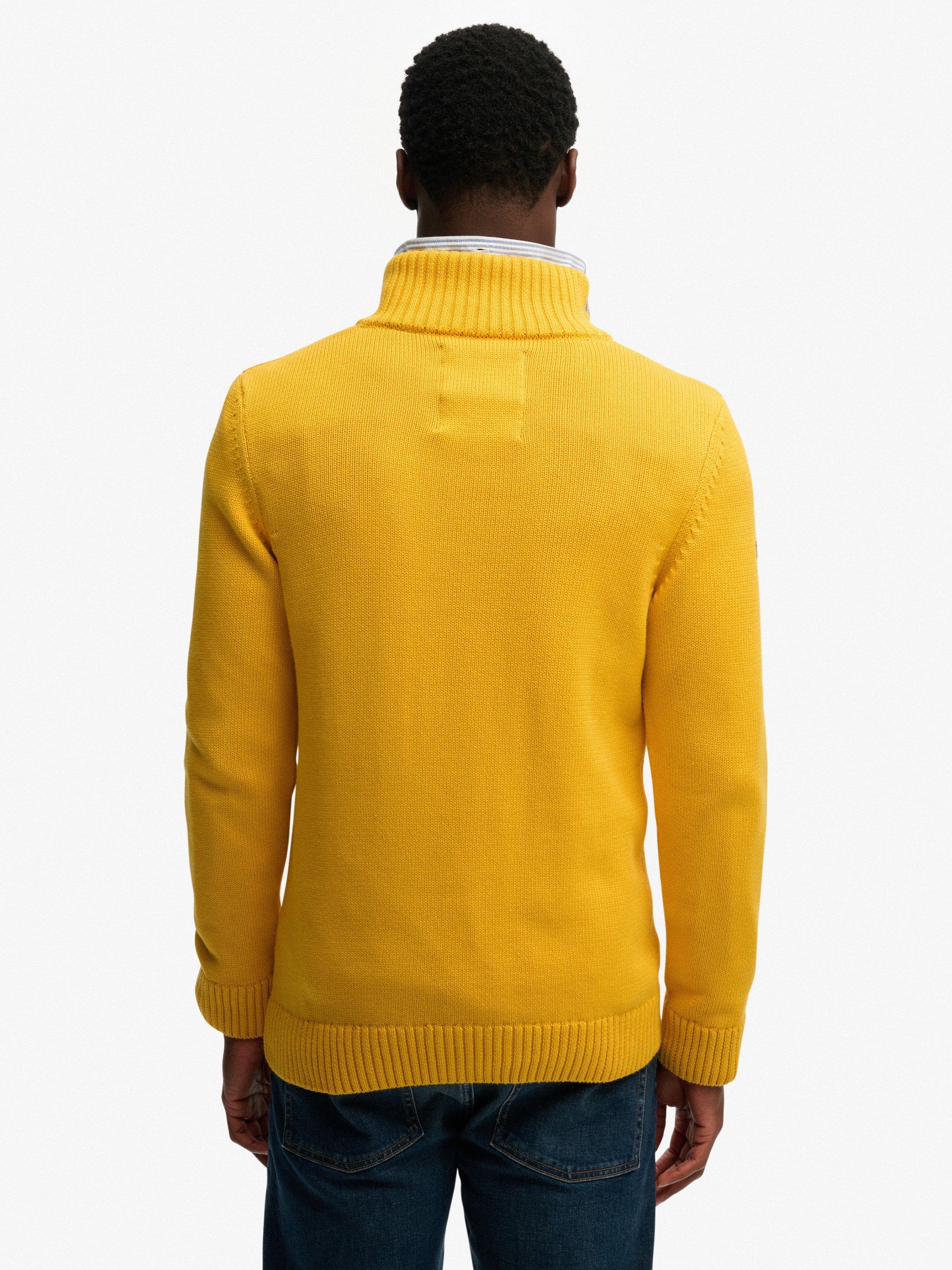 Product image 2 of 5, which shows Superdry Cotton Half-Zip Knit Jumper, Volt Yellow, M