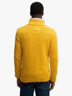 Superdry Cotton Half-Zip Knit Jumper, Volt Yellow - view 2, Volt Yellow