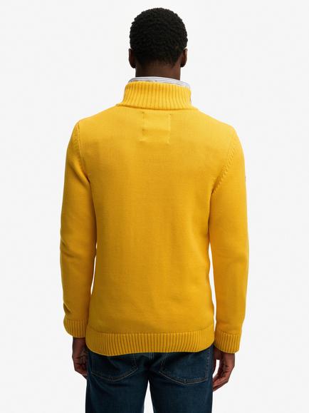 Superdry Cotton Half-Zip Knit Jumper, Volt Yellow - view 2, Volt Yellow