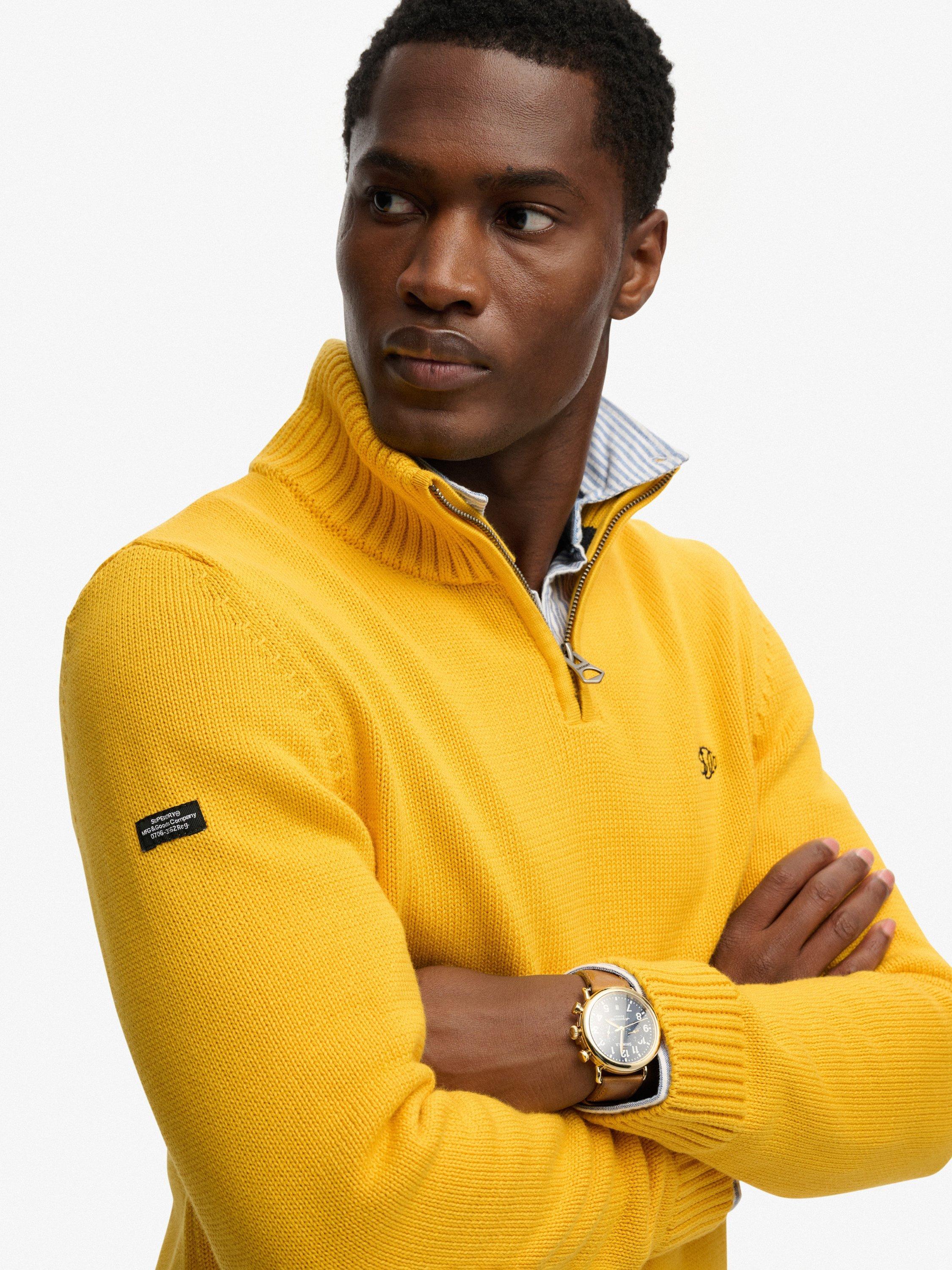 Product image 4 of 5, which shows Superdry Cotton Half-Zip Knit Jumper, Volt Yellow, M