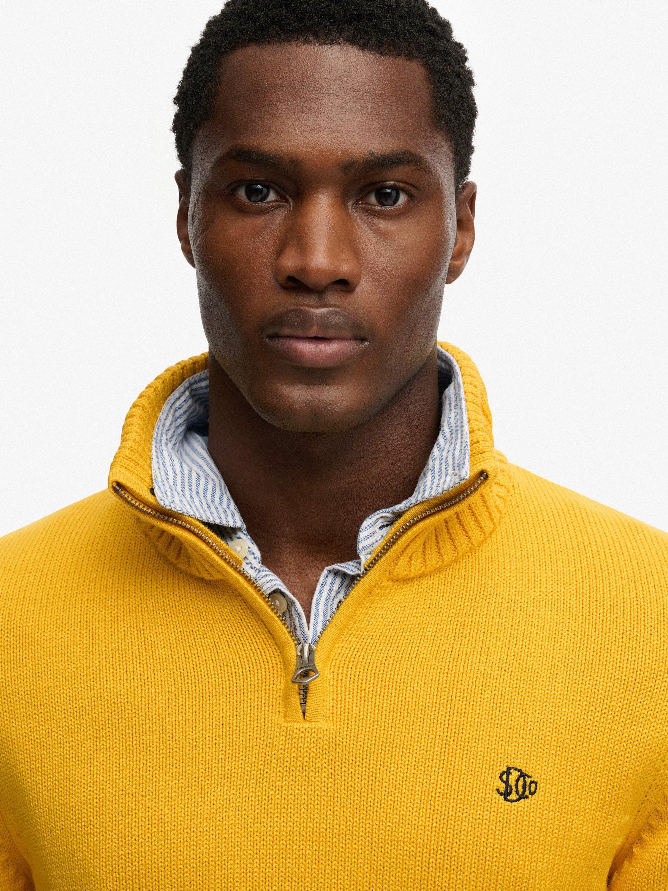 Product image 5 of 5, which shows Superdry Cotton Half-Zip Knit Jumper, Volt Yellow, M