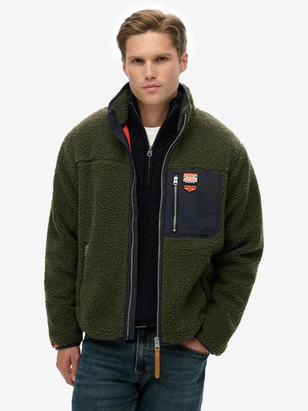 Superdry Vintage Retro Full Zip Fleece, Army Khaki Green
