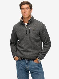 Superdry Storm Fleece Half Zip Jumper, Storm Charcoal Grey, Storm Charcoal Grey