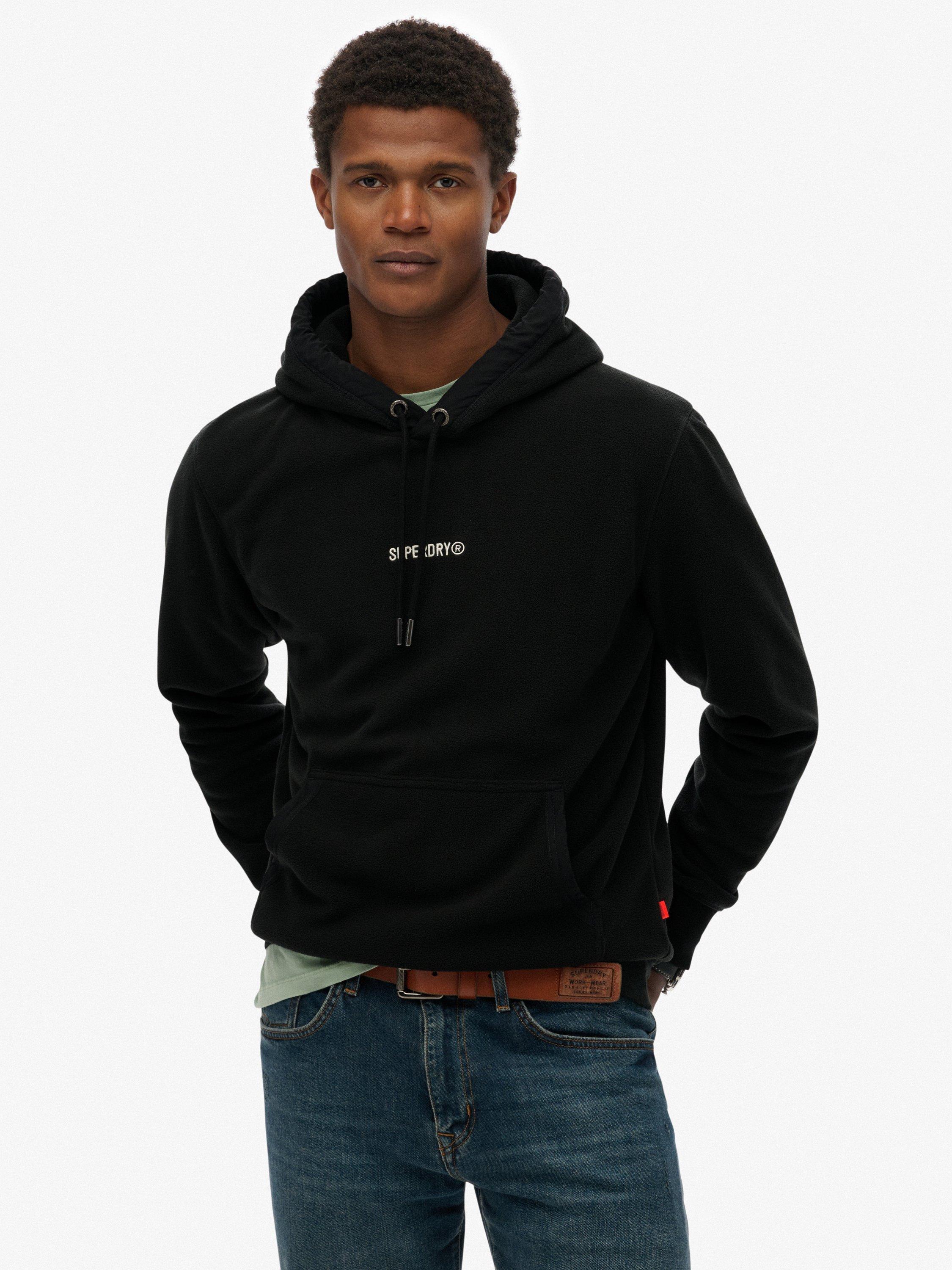 Product image 1 of 1, which shows Superdry Micro Logo Fleece Hoodie, Black, L
