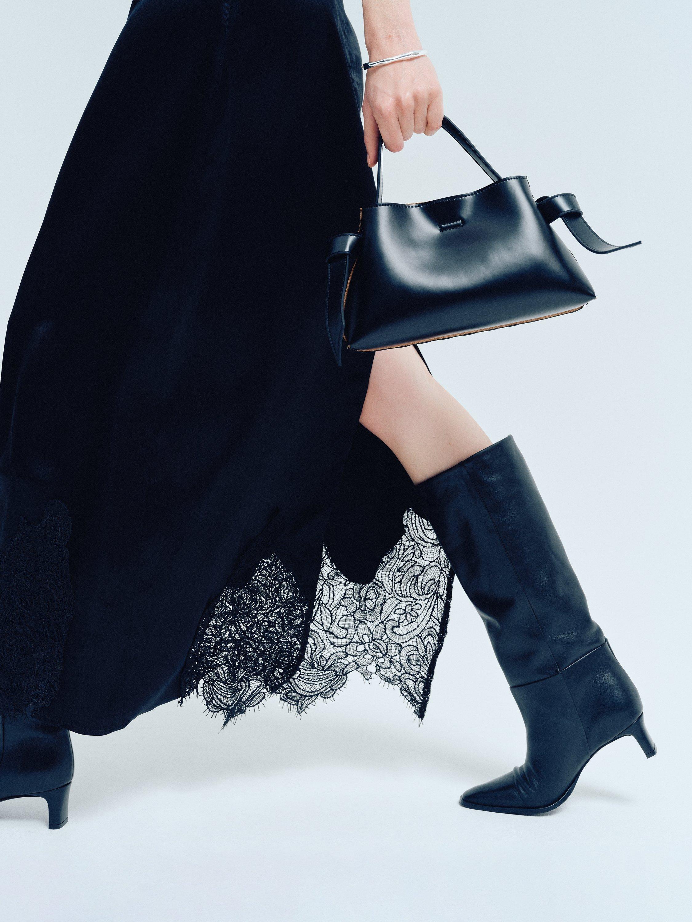 Product image 3 of 5, which shows Selected Lace-Trim Ruched V-Neck Sheath Maxi Dress, Black, 34