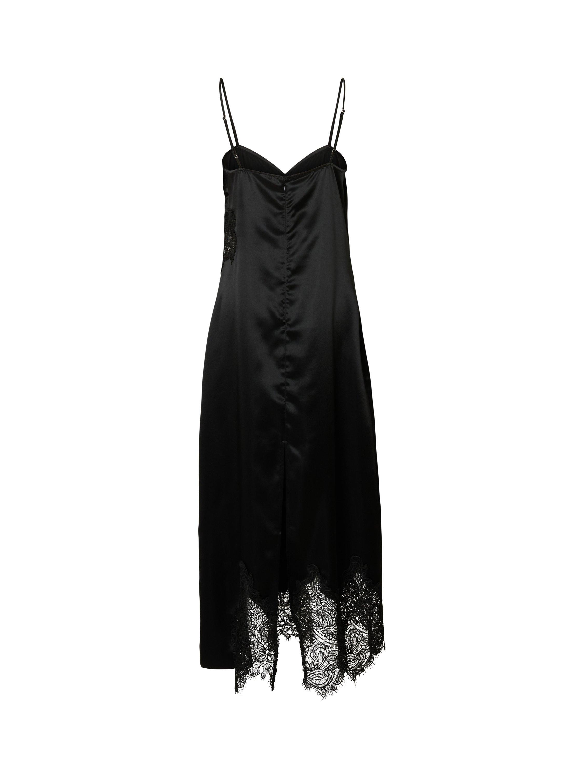 Product image 5 of 5, which shows Selected Lace-Trim Ruched V-Neck Sheath Maxi Dress, Black, 34