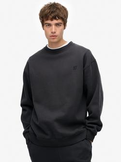 Superdry Cotton Blend Blank Oversized Crew Sweatshirt, Ebony, Ebony