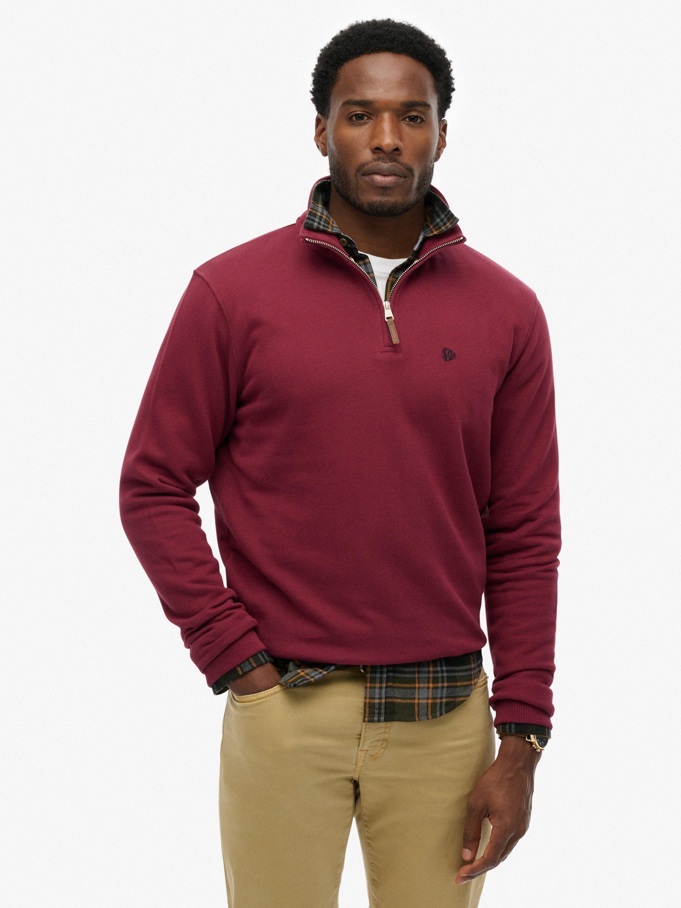 Product image 1 of 1, which shows Superdry Half-Zip Cotton Jumper, Port Red, XXL