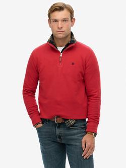 Superdry Half-Zip Cotton Jumper, Expedition Red, Expedition Red