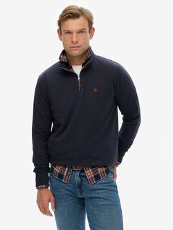 Superdry Half-Zip Cotton Jumper, Super Dark Navy, Super Dark Navy