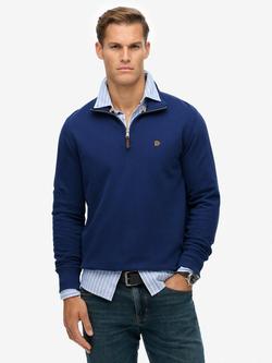 Superdry Half-Zip Cotton Jumper, Supermarine Navy, Supermarine Navy