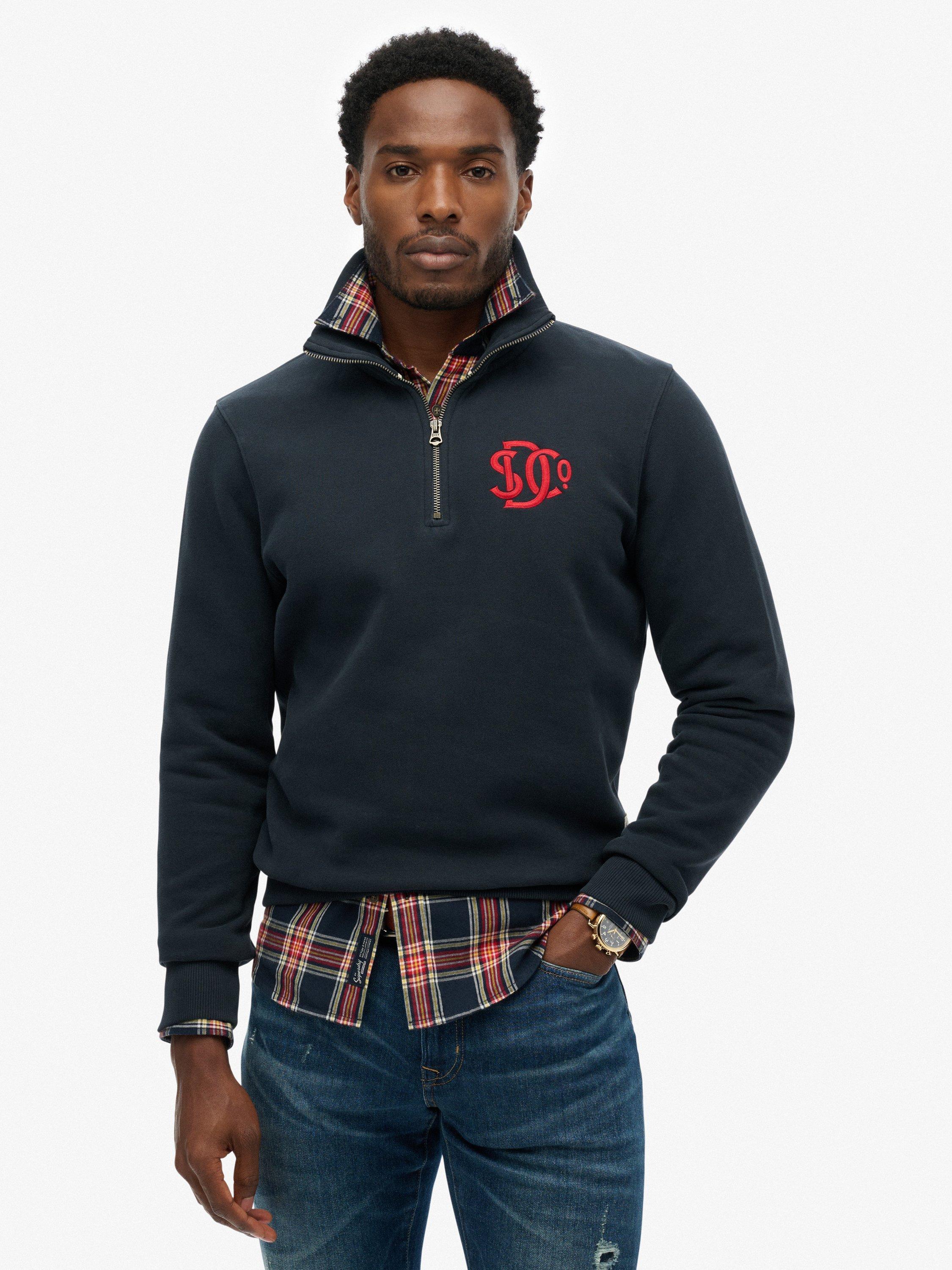 Product image 1 of 1, which shows Superdry Neon Half Zip Track Top, Eclipse Navy, S