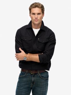 Superdry Merchant Store Cotton Blend Regular Fit Ranch Shirt, Black, Black