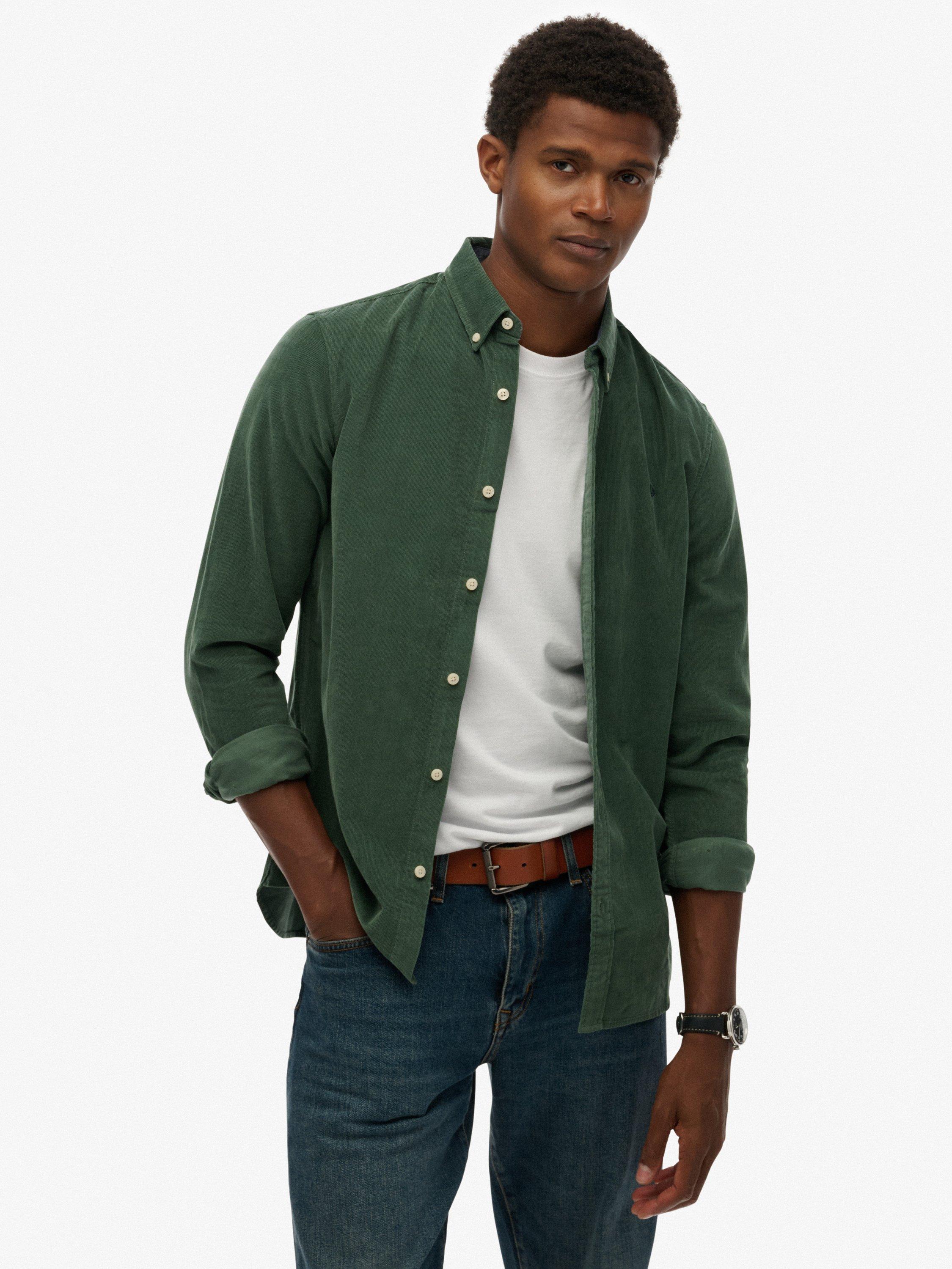 Product image 1 of 1, which shows Superdry Classic Needlecord Shirt, Ice Green, S