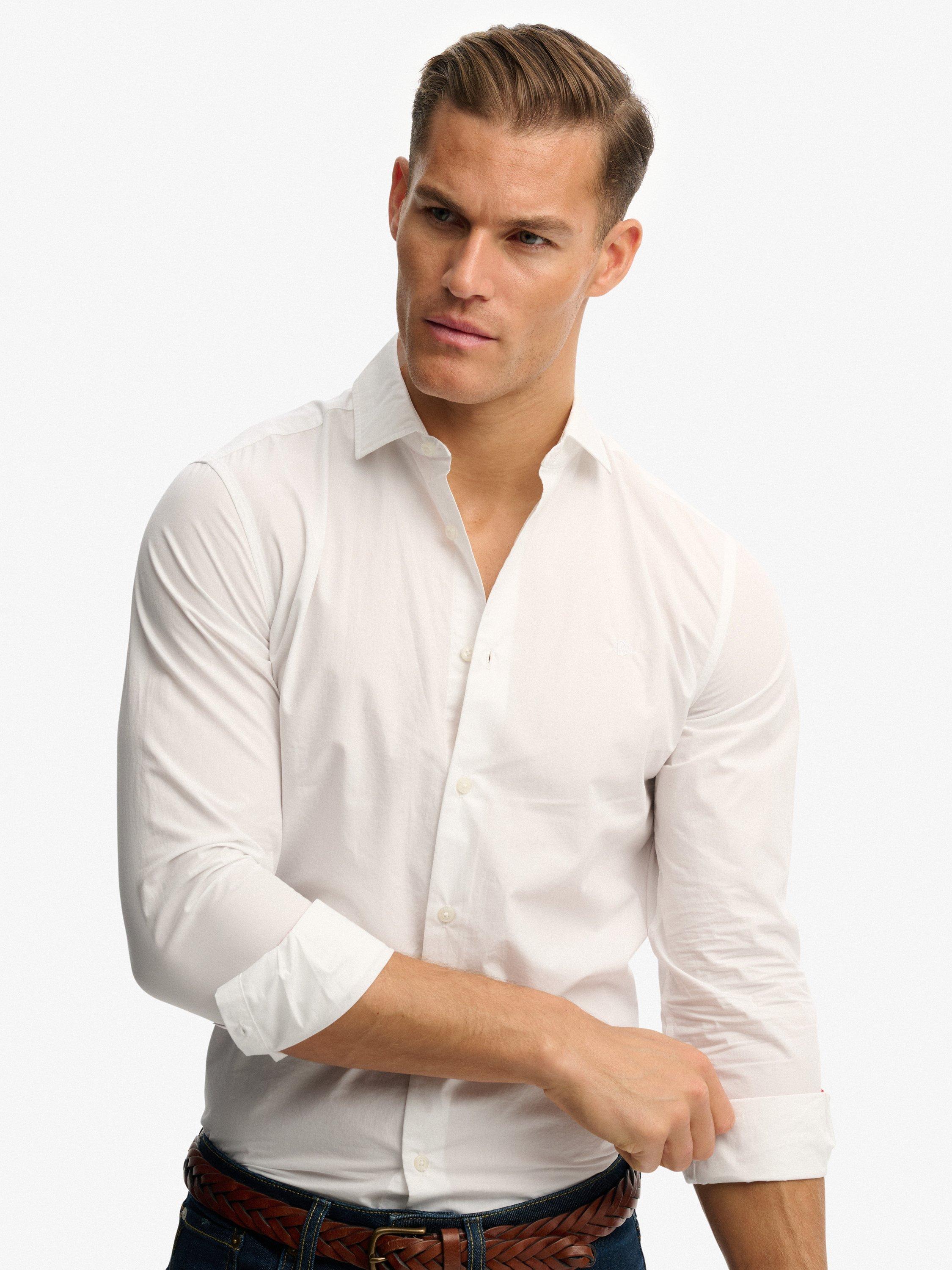 Product image 4 of 5, which shows Superdry Classic Tailored Long Sleeve Shirt, Optic, S