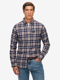 Superdry Long Sleeve Check Cotton Lumberjack Shirt, Blue/Red