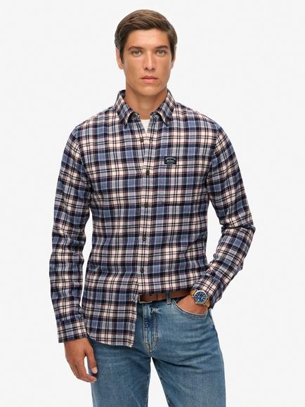 Superdry Long Sleeve Check Cotton Lumberjack Shirt, Blue/Red
