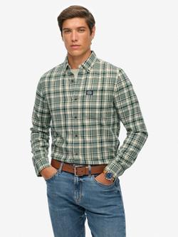 Superdry Long Sleeve Check Cotton Lumberjack Shirt, Green