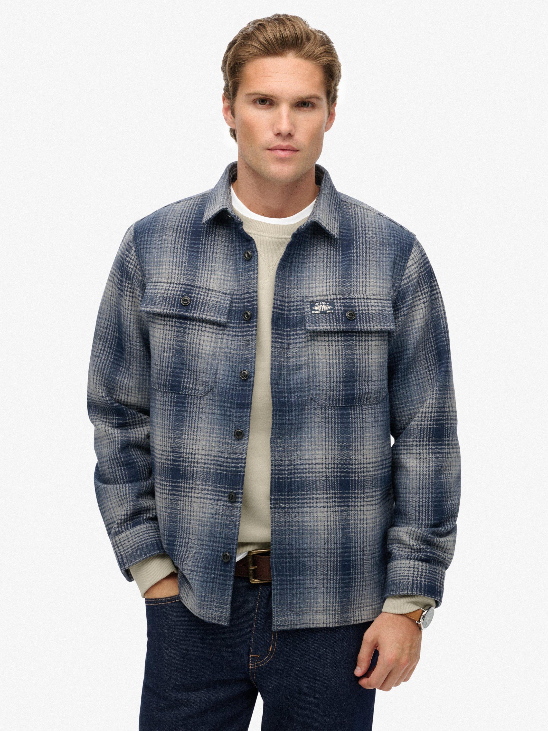 Product image 1 of 6, which shows Superdry Wool Blend Miller Overshirt, Blue, XL