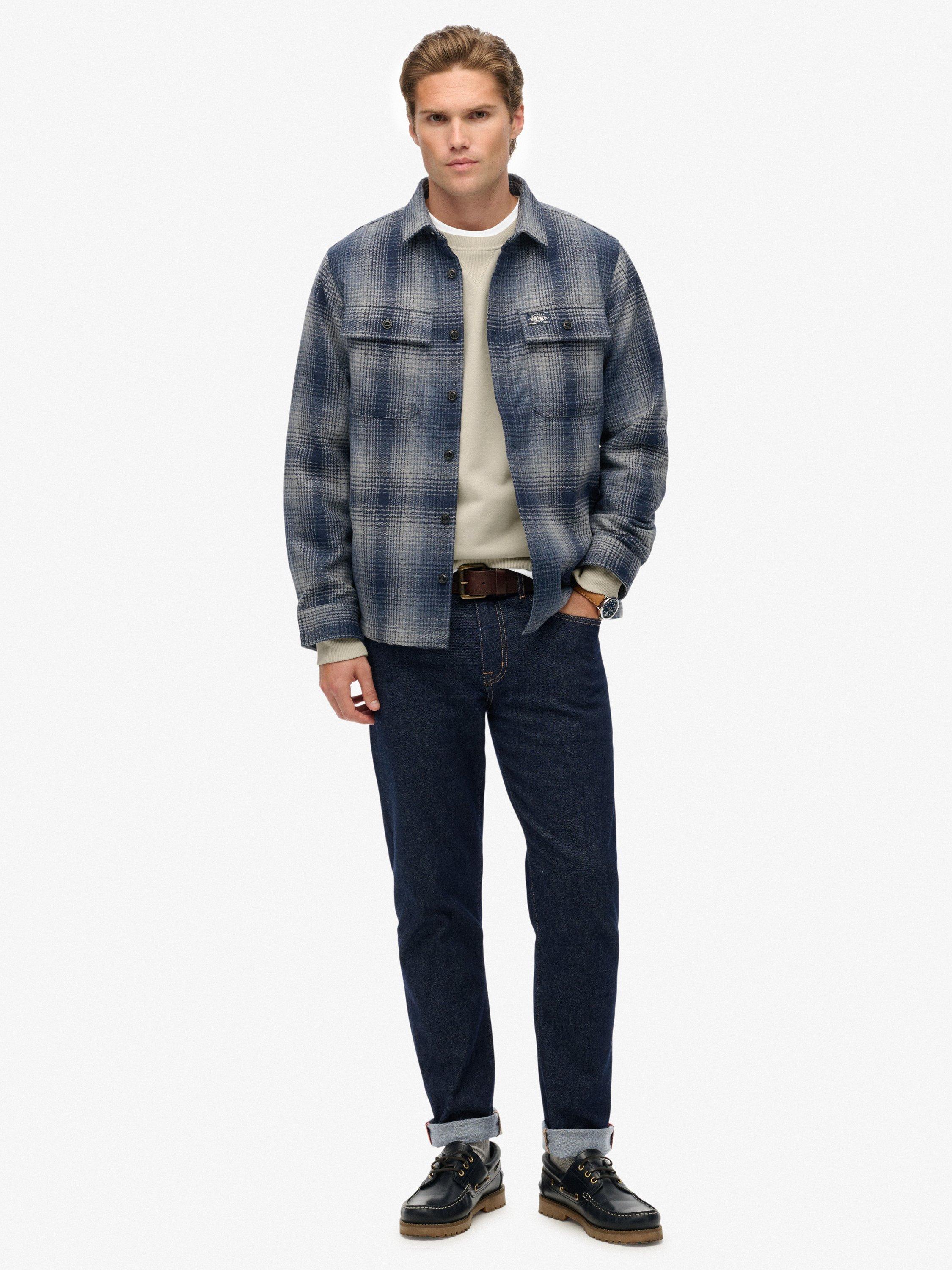 Product image 3 of 6, which shows Superdry Wool Blend Miller Overshirt, Blue, XL