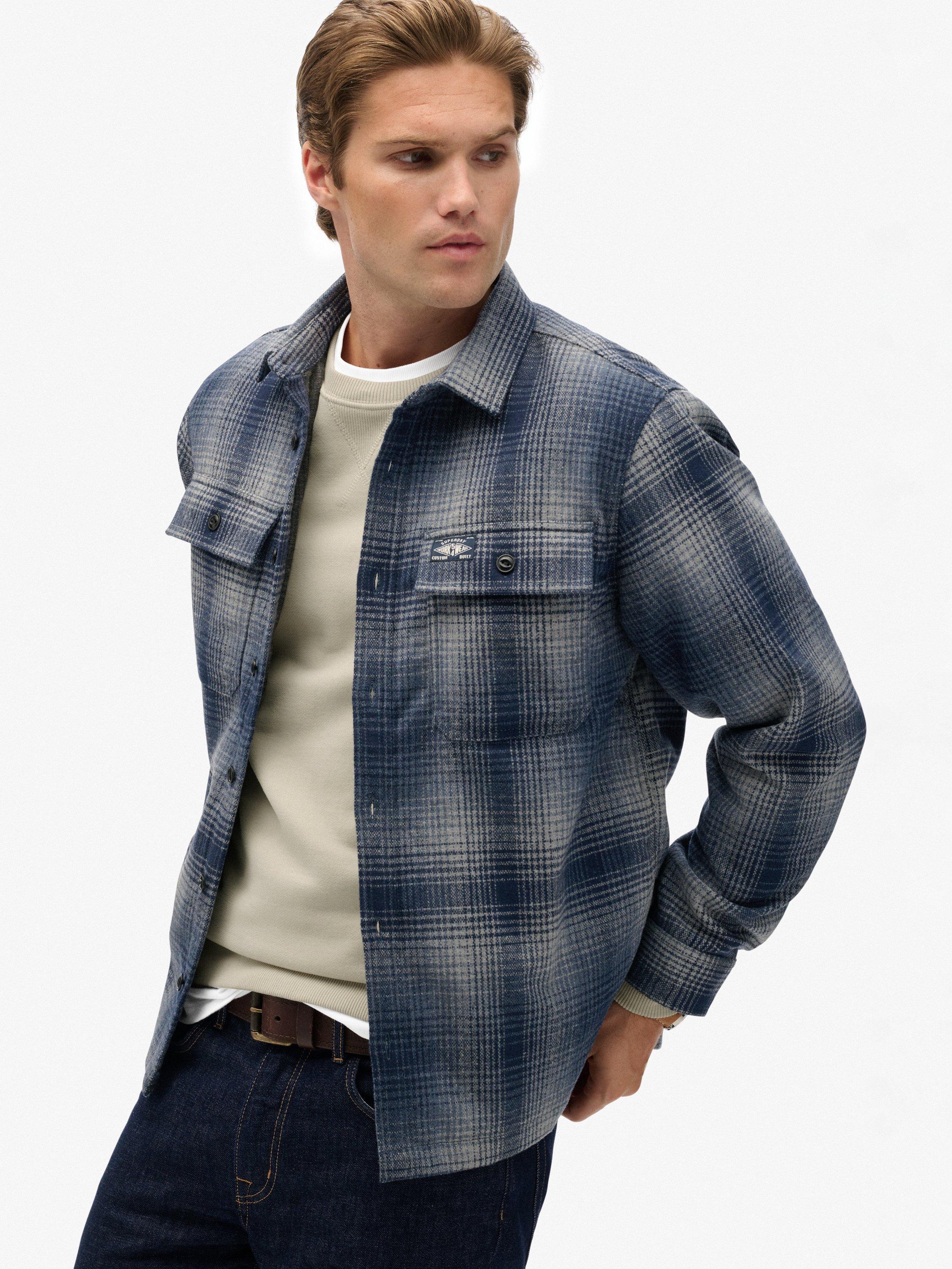 Product image 4 of 6, which shows Superdry Wool Blend Miller Overshirt, Blue, XL