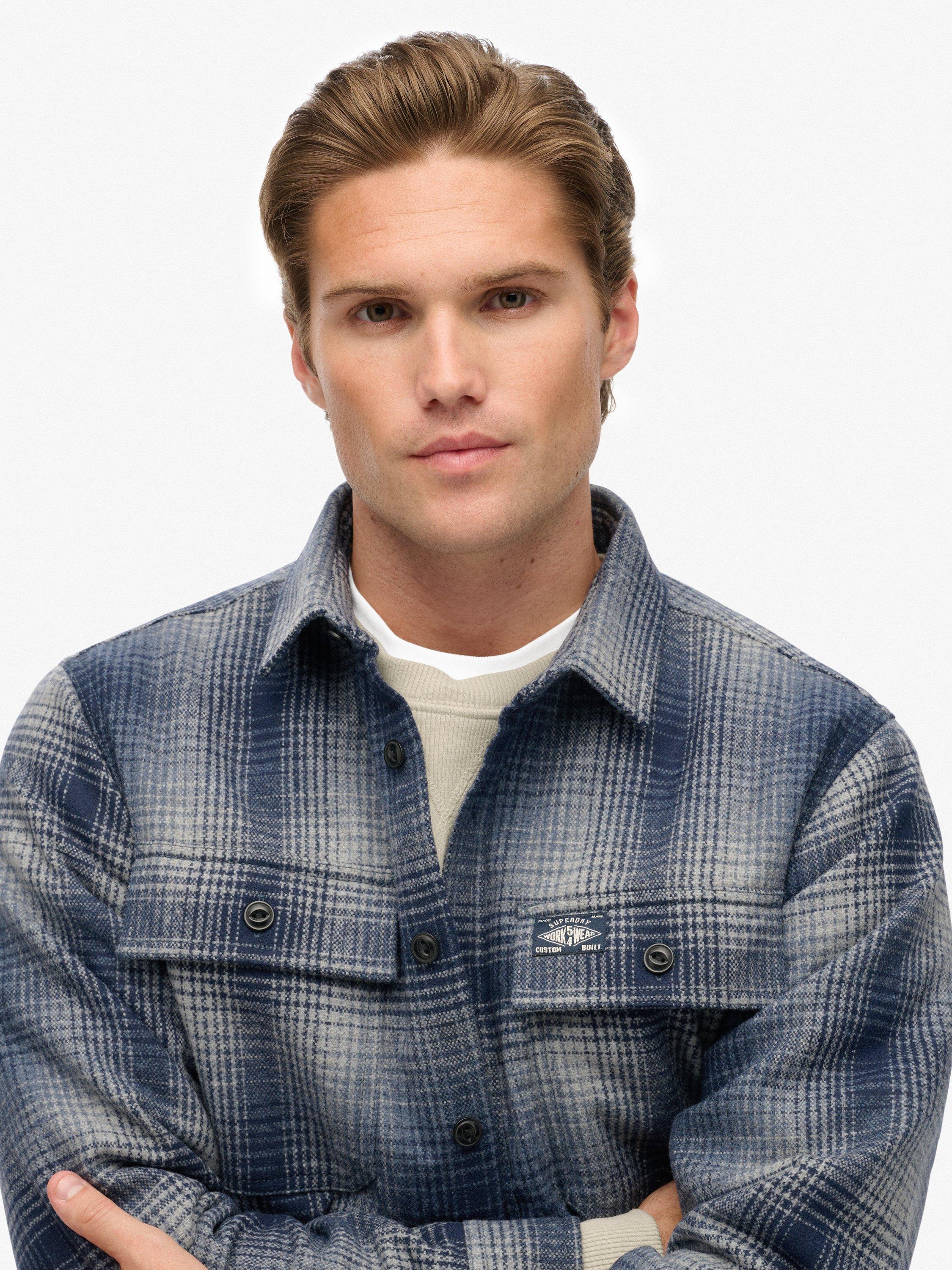 Product image 5 of 6, which shows Superdry Wool Blend Miller Overshirt, Blue, XL