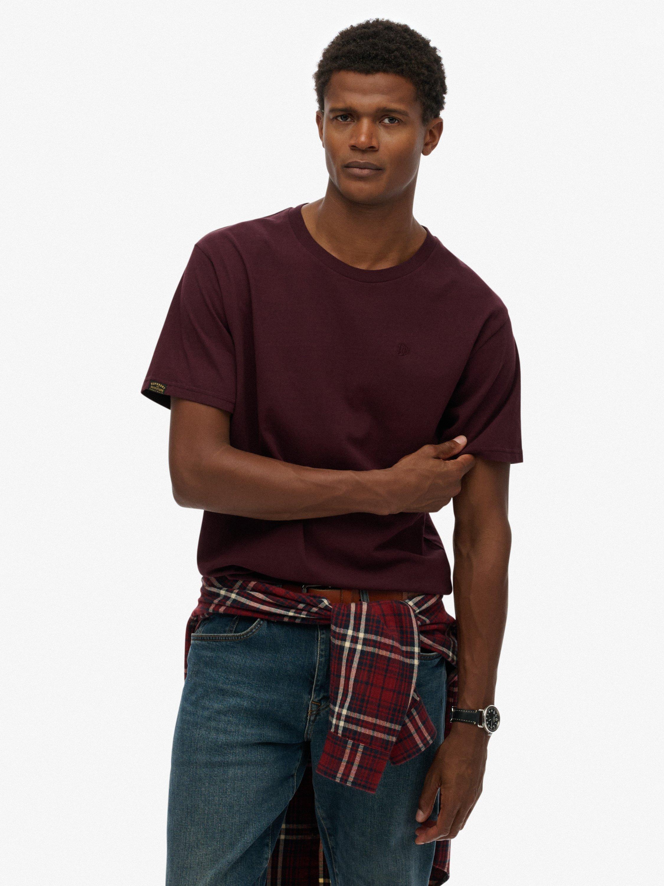 Product image 1 of 4, which shows Superdry Essentials Relaxed T-Shirt, Rich Deep Burgundy, S