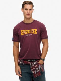 Superdry Heritage Tab Cotton Loose Fit Short Sleeve Graphic T-Shirt, Port Red, Port Red