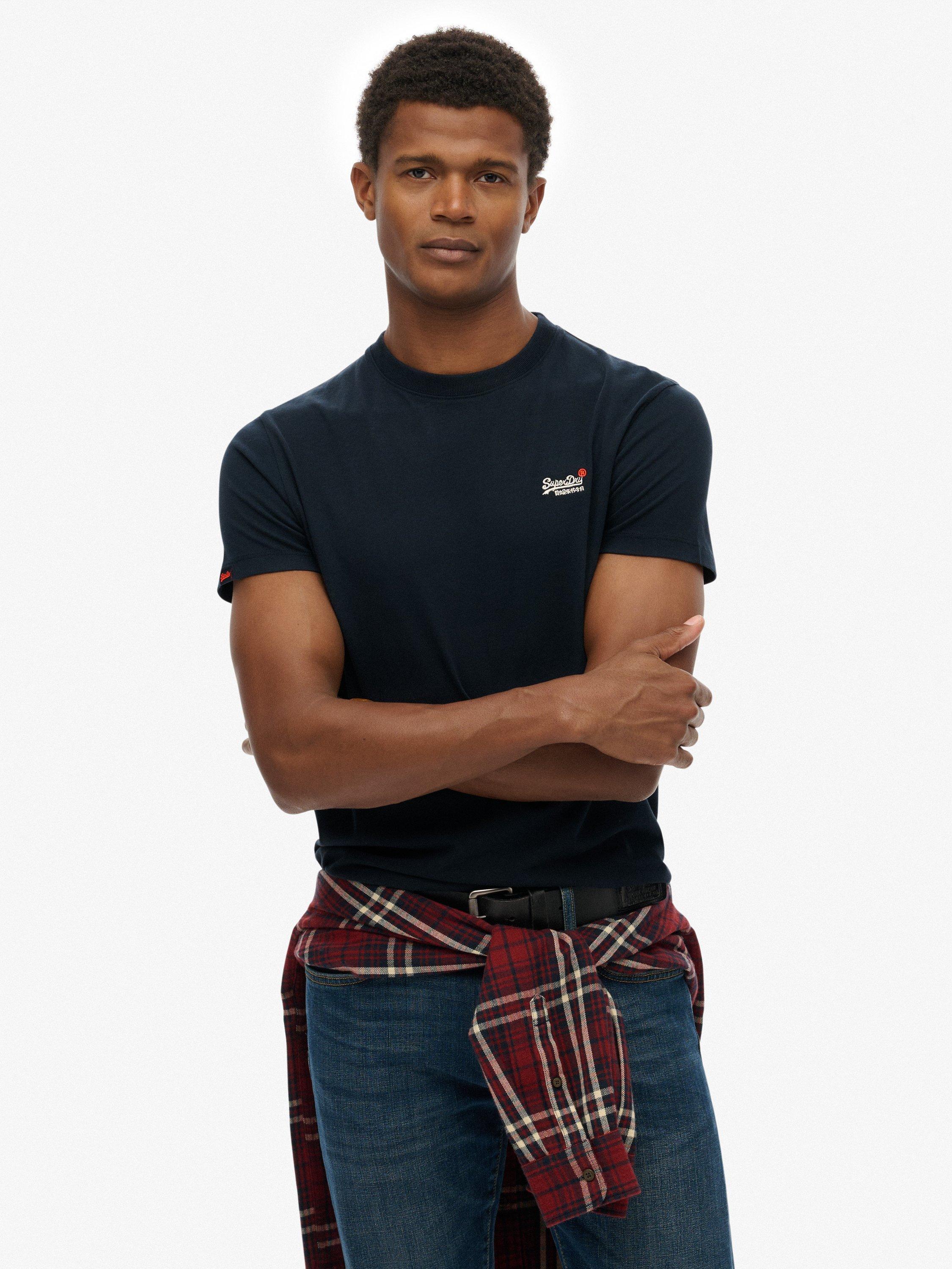 Product image 1 of 3, which shows Superdry Essential Contrast Embroidered T-Shirt, Eclipse Navy, S