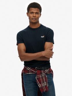 Superdry Essential Contrast Embroidered T-Shirt, Eclipse Navy